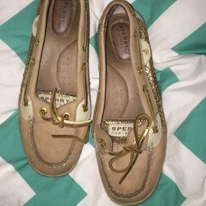 Gold glitter sperrys